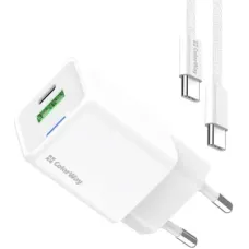 Зарядний пристрій ColorWay GaN Mini 35W PD Port PPS USB (Type-C PD + USB QC4.0) cable Type-C (CW-CHS055PDC-WT)