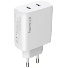 Зарядний пристрій ColorWay GaN Mini 50W PD Port PPS USB (Type-C PD 30W + Type-C PD 20W) white (CW-CHS050PD-WT)