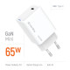 Зарядний пристрій ColorWay GaN Mini 65W PD Port PPS USB-C white (CW-CHS049PD-WT)