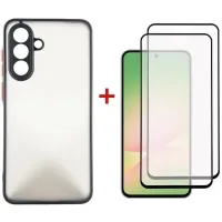 Чохол до мобільного телефона Dengos Kit Samsung Galaxy A56 Matte + 2 pcs glass (Black) (DG-CTG2P-05)