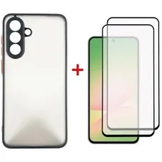 Чохол до мобільного телефона Dengos Kit Samsung Galaxy A56 Matte + 2 pcs glass (Black) (DG-CTG2P-05)