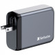 Зарядний пристрій Verbatim GaN 100 W 4 ports (2xUSB-C-100 W,USB-C 65 W /USB-A -3.0) (32202)