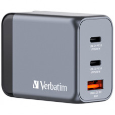 Зарядний пристрій Verbatim GaN 65 W 3 ports (2xUSB-C-65 W /USB-A -3.0) (32201)