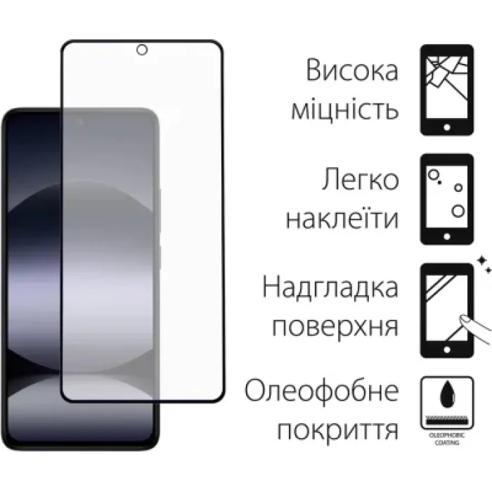 Скло захисне Fine Line Xiaomi Redmi Note 14 Black (FL-TGFG-381)