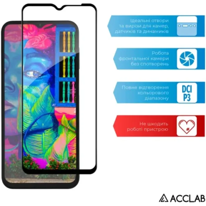 Скло захисне ACCLAB Full Glue Samsung M13 Black (1283126544927)