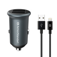 Зарядний пристрій Armorstandart 2xUSB QC3.0 Grey + cable Lightning (ARM82458)