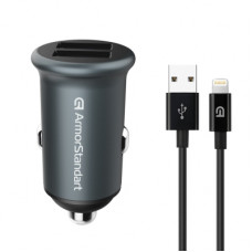 Зарядний пристрій Armorstandart 2xUSB QC3.0 Grey + cable Lightning (ARM82458)