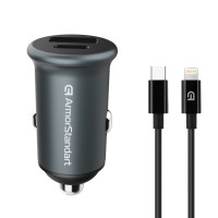 Зарядное устройство Armorstandart USB Type-C PD20W + USB QC 3.0 Grey + cable Lightning (ARM82460)