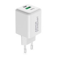 Зарядное устройство Armorstandart AR371 30W GaN Type-C + USB White (ARM77549)