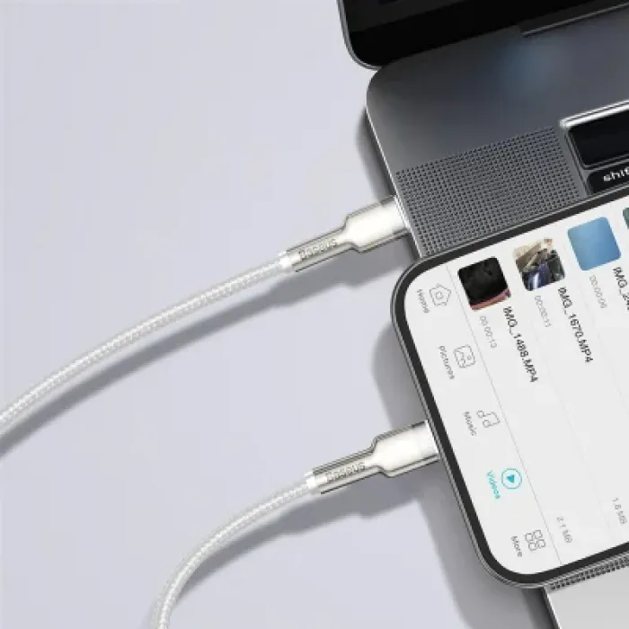 Дата кабель USB-C to Lightning 1.0m Cafule Metal PD 20W white Baseus (CATLJK-A02)