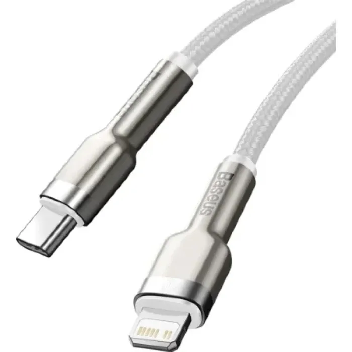 Дата кабель USB-C to Lightning 1.0m Cafule Metal PD 20W white Baseus (CATLJK-A02)