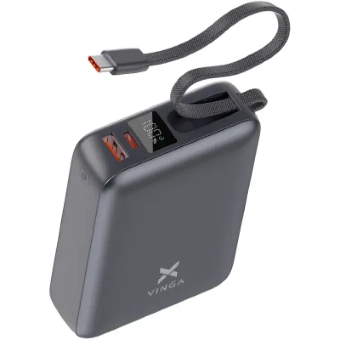 Батарея універсальна Vinga 20000 mAh 45W Display Cable (VPBB2045C)