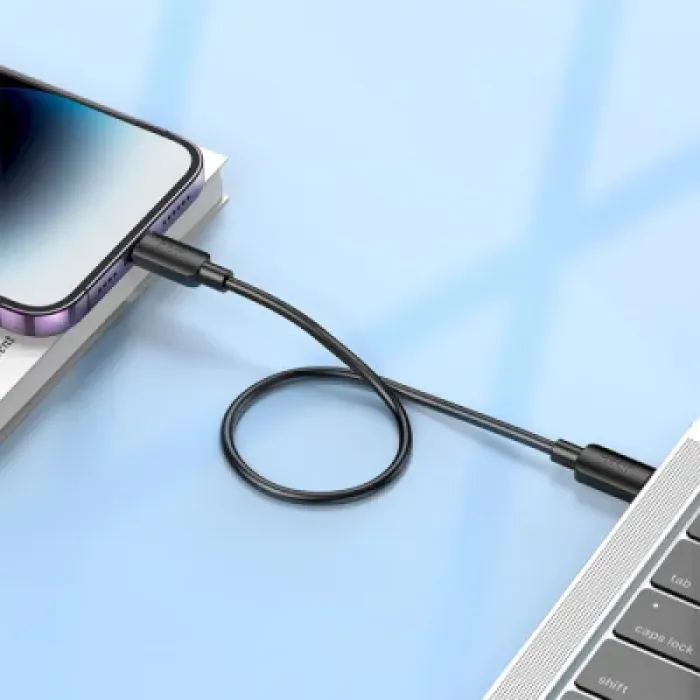 Дата кабель USB-C to Lightning 0.25m Hyper PD X96 black HOCO (6942007609364)