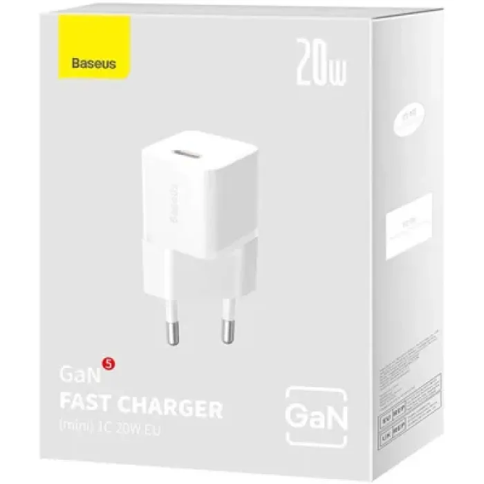 Зарядний пристрій Baseus GaN5 Fast Charger USB-C 20W white (CCGN050102)