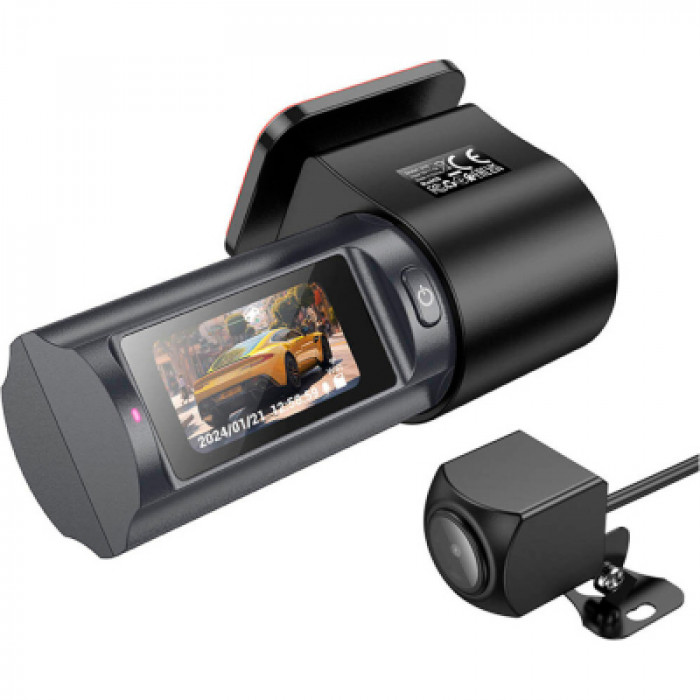 Відеореєстратор HOCO DV8 2K display hidden driving recorder with rear camera Black (6942007623384)