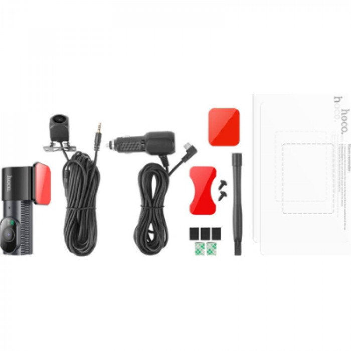 Відеореєстратор HOCO DV8 2K display hidden driving recorder with rear camera Black (6942007623384)