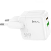 Зарядное устройство HOCO C111A Lucky 1xUSB-C PD30W + 1xUSB QC3.0 White (6931474790866)
