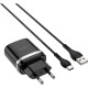 Зарядний пристрій HOCO C12Q Smart USB QC3.0 + cable USB to USB-C 18W Black (6931474716293)