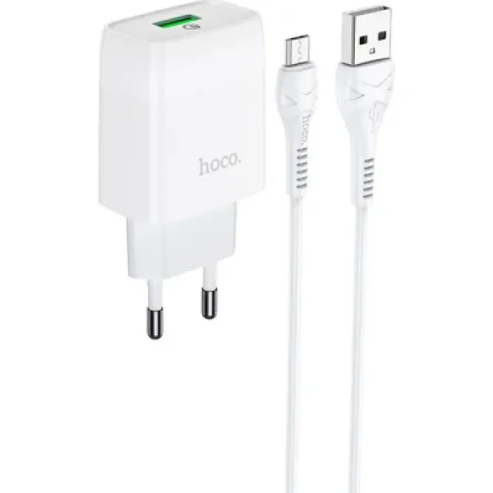 Зарядний пристрій HOCO C72Q Glorious USB QC3.0 + cable USB to Micro 5P 18W White (6931474732538)