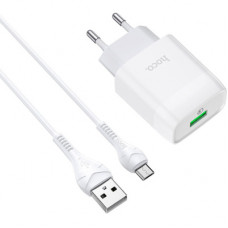 Зарядний пристрій HOCO C72Q Glorious USB QC3.0 + cable USB to Micro 5P 18W White (6931474732538)