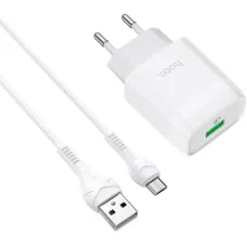 Зарядний пристрій HOCO C72Q Glorious USB QC3.0 + cable USB to Micro 5P 18W White (6931474732538)