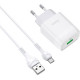 Зарядний пристрій HOCO C72Q Glorious USB QC3.0 + cable USB to Micro 5P 18W White (6931474732538)