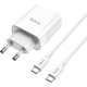 Зарядний пристрій HOCO C80A Rapido 1xUSB-C PD20W + 1xUSB QC3.0 + cable USB-C to USB-C White (6931474740533)