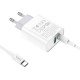 Зарядний пристрій HOCO C80A Rapido 1xUSB-C PD20W + 1xUSB QC3.0 + cable USB-C to USB-C White (6931474740533)