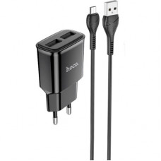 Зарядний пристрій HOCO C88A Star round 2xUSB + cable Micro 12W Black (6931474749529)