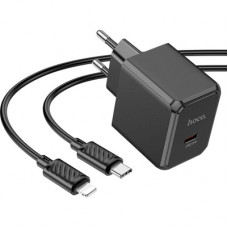 Зарядний пристрій HOCO CS13A Ocean USB-C PD20W + cable USB-C to Lightning Black (6942007603829)