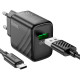 Зарядний пристрій HOCO CS21A Rich USB QC3.0 + cable USB to USB-C Black (6942007609906)