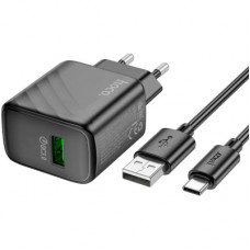 Зарядний пристрій HOCO CS21A Rich USB QC3.0 + cable USB to USB-C Black (6942007609906)