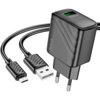 Зарядное устройство HOCO CS21A Rich USB QC3.0 + cable USB to Micro 5P Black (6942007609890)