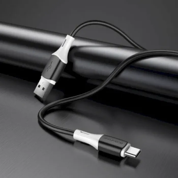Дата кабель USB 2.0 AM to USB-C 1.0m 3A silicone BX79 black BOROFONE (6974443384789)