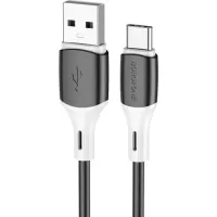 Дата кабель USB 2.0 AM to USB-C 1.0m 3A silicone BX79 black BOROFONE (6974443384789)
