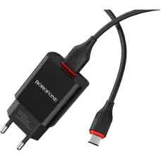 Зарядний пристрій BOROFONE BA20A Sharp USB + cable USB to Micro 5P 10.5W Black (6931474702135)