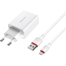 Зарядний пристрій BOROFONE BA21A Long Journey USB QC3.0 + cable USB to Micro 5P 18W White (6931474702470)