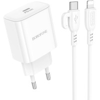 Зарядное устройство BOROFONE BA81A USB-C PD20W + cable USB-C to Lightning White (6941991108198)