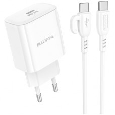 Зарядний пристрій BOROFONE BA81A USB-C PD20W + cable USB-C to USB-C White (6941991108204)