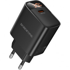 Зарядний пристрій BOROFONE BA97A Ilustre USB-C PD30W digital display Black (6941991120480)