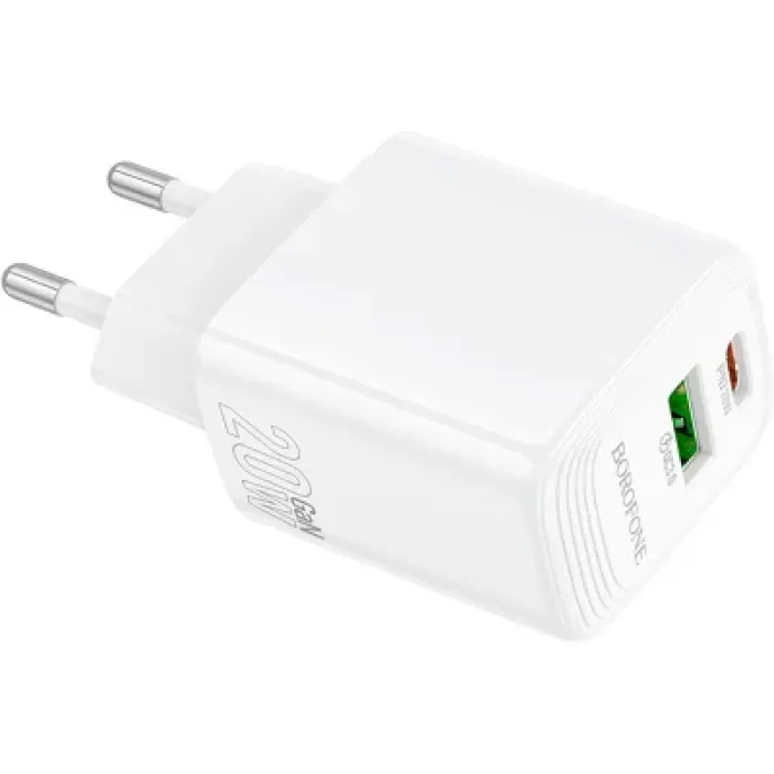 Зарядний пристрій BOROFONE BN27 Fuente 1xUSB-C PD20W + 1xUSB QC3.0 White (6941991120268)