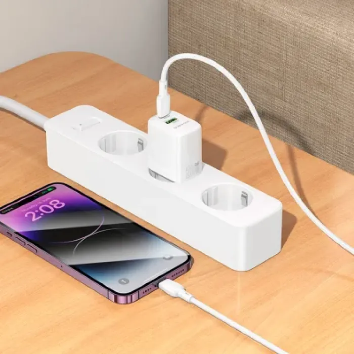 Зарядний пристрій BOROFONE BN27 Fuente 1xUSB-C PD20W + 1xUSB QC3.0 White (6941991120268)