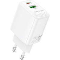 Зарядное устройство BOROFONE BN27 Fuente 1xUSB-C PD20W + 1xUSB QC3.0 White (6941991120268)