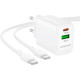 Зарядний пристрій BOROFONE BN27 Fuente 1xUSB-C PD20W + 1xUSB QC3.0 + cable USB-C to USB-C White (6941991120282)