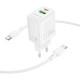 Зарядний пристрій BOROFONE BN27 Fuente 1xUSB-C PD20W + 1xUSB QC3.0 + cable USB-C to USB-C White (6941991120282)
