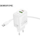Зарядний пристрій BOROFONE BN29 Fuente 1xUSB-C PD30W + 1xUSB QC3.0 White (6941991120329)