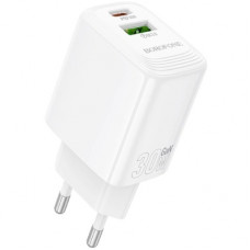 Зарядний пристрій BOROFONE BN29 Fuente 1xUSB-C PD30W + 1xUSB QC3.0 White (6941991120329)