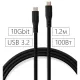 Дата кабель USB-C to USB-C 1.2m UBS3.2 Gen2 10G 100W Chip Silicon Black Vinga (VCPDCCC31012SB)