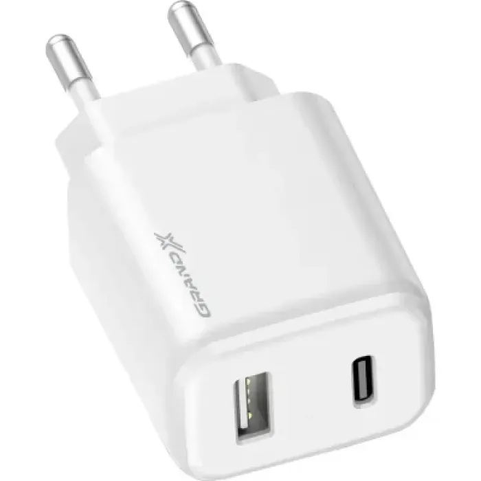 Зарядний пристрій Grand-X CH-890 Fast Charge 1xUSB-C PD20W + 1xUSB QC4.0 + AFC SCP FCP Black (CH-890)