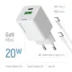 Зарядний пристрій ColorWay C101A GaN Mini 20W PD PPS USB-C + USB-A QC4.0 + cable USB-C to USB-C black (CW-CHS062PDC-WT)